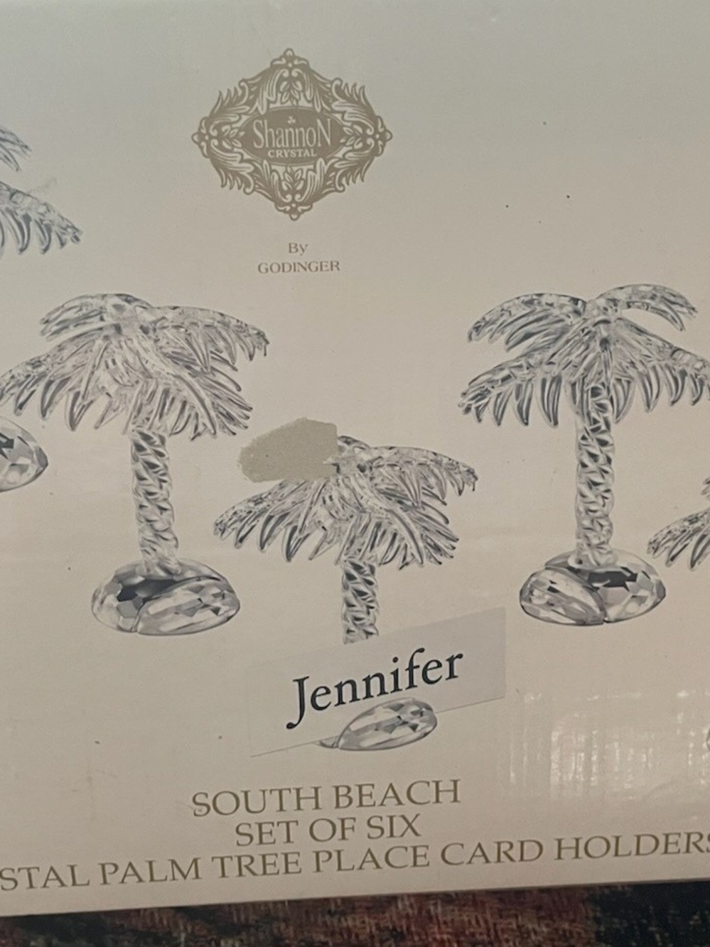 Godinger Clear Crystal Palm Tree Place Card Holders - Set of 6